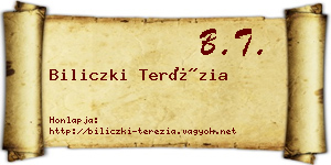 Biliczki Terézia névjegykártya